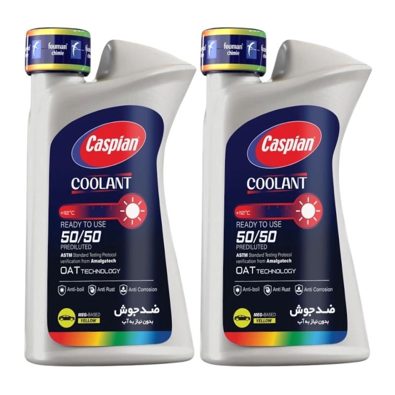 ضدیخ و ضدجوش آماده مصرف 50 به 50 کاسپین مدل coolant حجم 930 میلی لیتر بسته 2 عددی